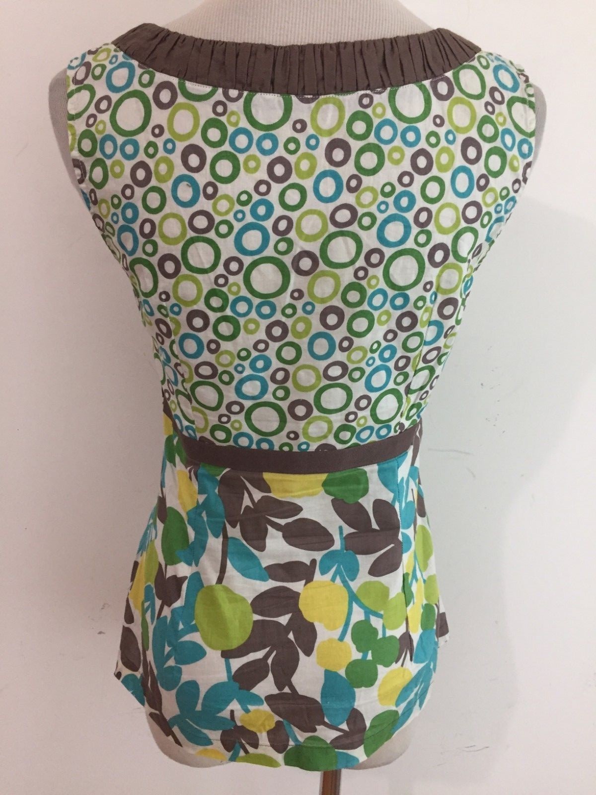 Boden Sleeveless Empire Cami Top White Aqua Lime Emerald Taupe Cotton Size 2 image 7