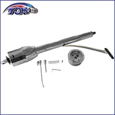 28" Chrome Tilt Manual Style Steering Column w/ Wheel Adapter No Key Hot Rod GM