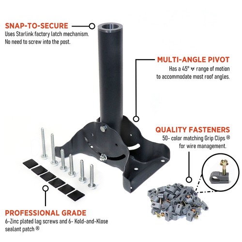 Starlink Heavy Duty Roof Pivot Mount Kit Compatible with V2 Rectangular Dish - Picture 2 of 4