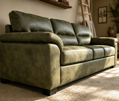 81'' Mid-Century Modern Microfiber 3-Seater Sofa Accent Olive Green Living Room