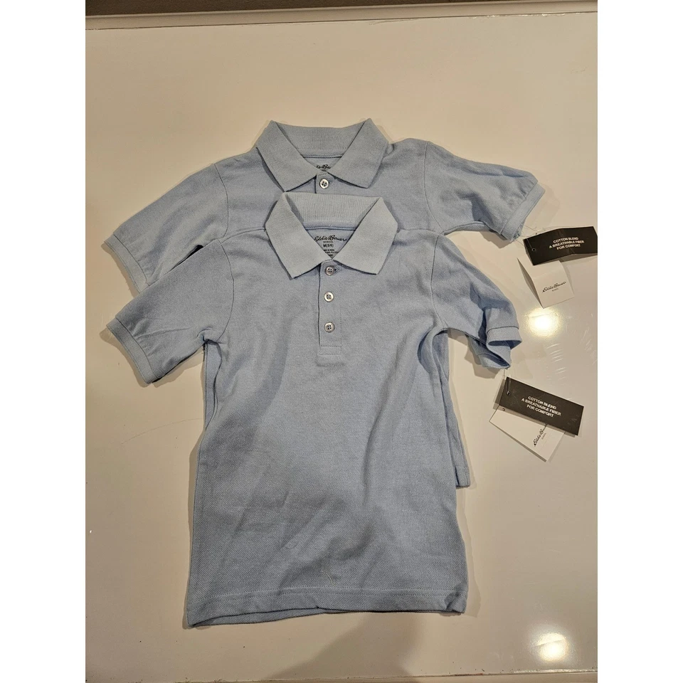 NUEVO Eddie Bauer Escuela Niños Niños Niñas Polo Manga Corta LT AZUL M 5/6 Foto 2 de 4