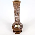 Vintage HAEGER Drip Bubble Glaze Bud Vase Caramel Brown MCM Pottery USA STICKER