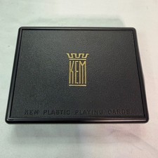 Vintage KEM Plastic Playing Cards Arabesque Double Deck Set with Black Case