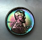 Lincoln Wheat Cent 1957 D BU Monster rainbow TONED Comb S&H