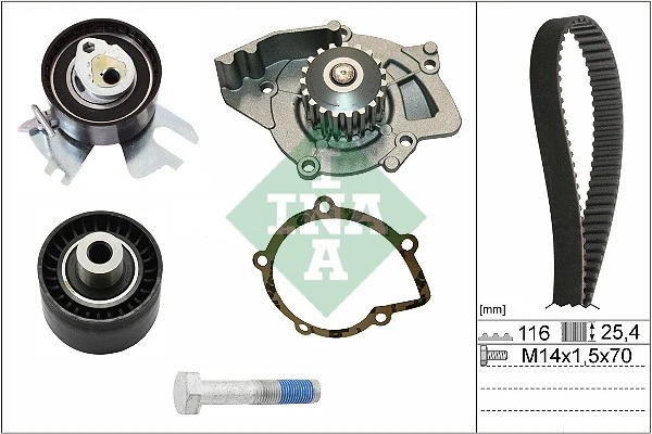 Timing Belt & Water Pump Kit fits FORD MONDEO Mk4 TDCi 2.0D 07 to 10 Set INA New - Image 2 of 4