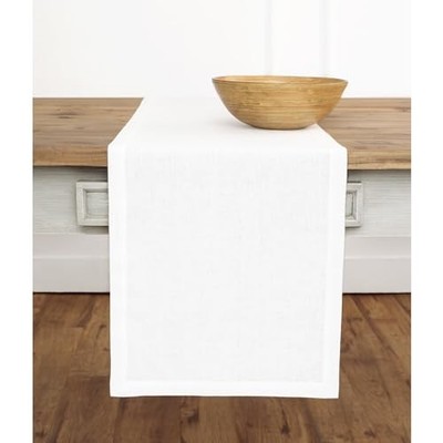 Linen White Table Runner 90 Inches Long - 100% Pure 14 X 90 Inch 01: White