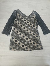 dana buchman nude black lace vintage crochet cocktail above knee dress size m