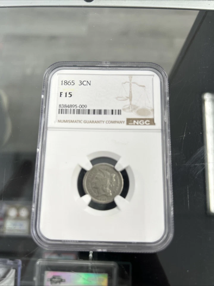 1865 3CN NGC F15 🔥 Rare Coin - Image 2 of 3