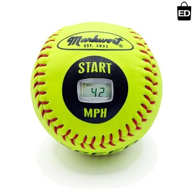 12-Inch Yellow Speed Sensor Softball for Pitching Training - 120 MPH Display