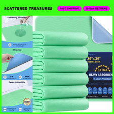 6 Pack Extra Heavy Absorbency Washable Bed Pads 36 x 36 - Incontinence Underpa
