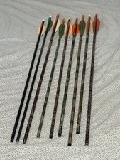 10 Archery Hunting Arrows Easton Ultra Lite & More With Fletches Shafts Inserts