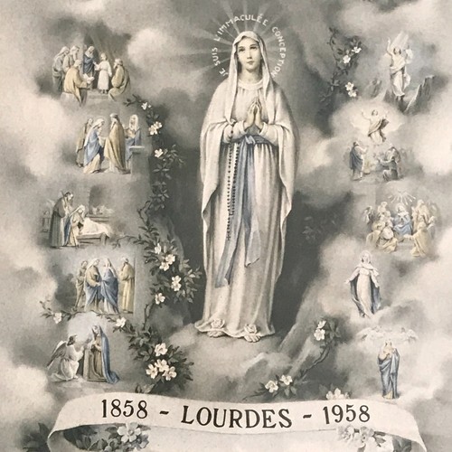 Our Lady of Lourdes Centennial Print, 1958 original