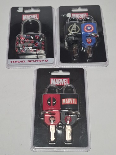 Lot of 3 Marvel Travel Sentry Locks New in Packaging Dead Pool Captain America