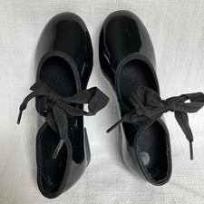 Girl's Techno Bloch Black Bow tie Tap Dance Shoes Performance Dancewear Sz 9.5