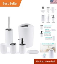 Stylish Functional 6-Piece White Bathroom Set - Perfect for Home and Gifting