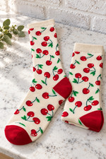 Socksmith Women's Absolutely Cherry Socks Cherry Print Crew Socks Shoe 5-10 NEW