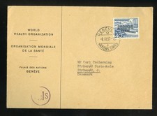 SCHWEIZ OMS/WHO Nr.13 BRIEF GENEVE 8.3.1957 - DÄNEMARK !!! (975479)