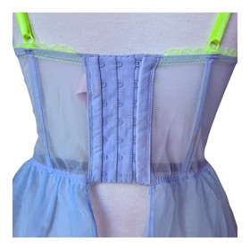 Victoria's Secret Lavender Floral Sheer Lace Corset Babydoll Lingerie Sexy 36D