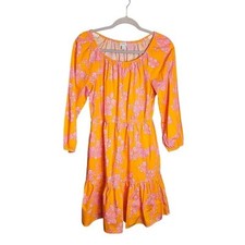J Crew Bird of Paradise Orange Tiered Cotton Floral Dress