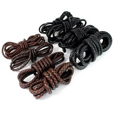 1m Brown Genuine Braided Leather Cord 3-5mm DIY Bracelet Jewelry Making Craft