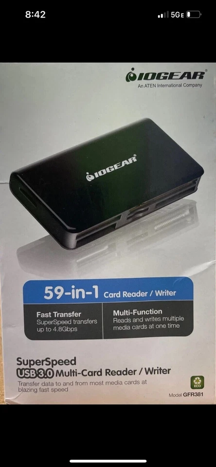 IOGEAR - GFR381 - USB 3.0 Multi-Card Reader / Writer for HD Data Transfer - Image 2 of 2