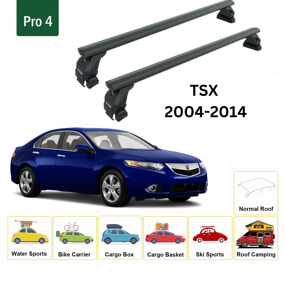 Barras transversais teto alumínio preto para Acura TSX 2004-2014 rack de teto normal - Imagem 2 de 3