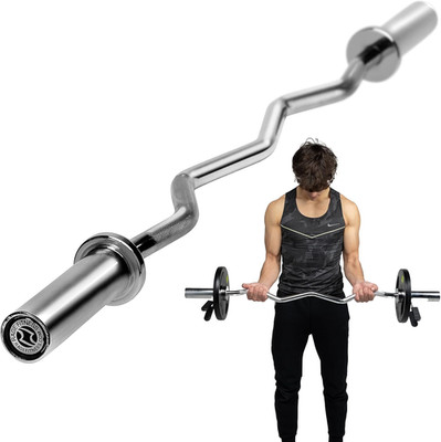 EZ Curl Bar   47 Inch, 2 Inch | 17Lbs Alloy Steel with Chrome Finish & Nylon Bus