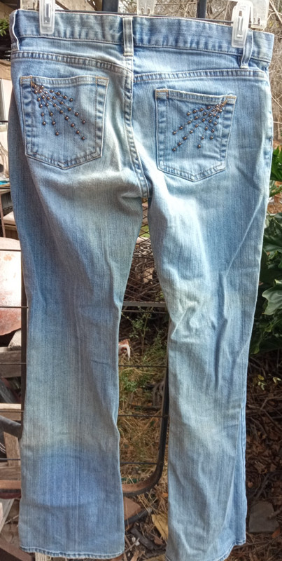 Old Navy Boot Cut 4 Stretch Blue Jean Pants Metal Stud Design Accent Pockets Y2K