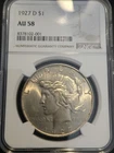 1927 D Peace Dollar AU 58 NGC Silver $1 Coin KEY DATE