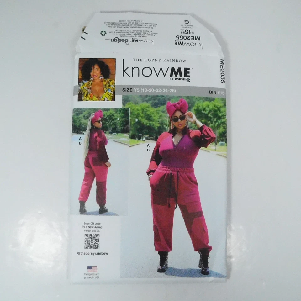 KnowMe 2055 MIsses Bodysuit Cargo Sweatpants Pattern Size 18-26 Uncut Pockets - Image 3 of 4