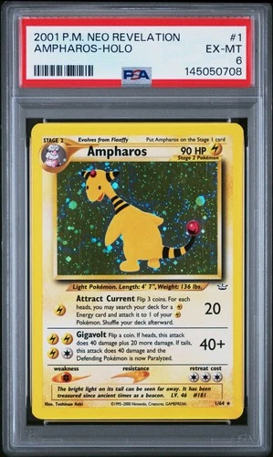 Ampharos 1/64 Rare Holo 2001 Pokemon Neo Revelation PSA 6 EX-MT