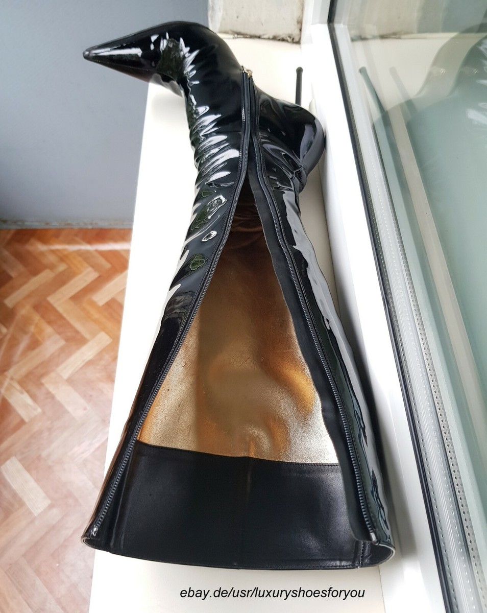 GIANMARCO LORENZI Black Patent Leather Boots gr. EUR 37 | eBay