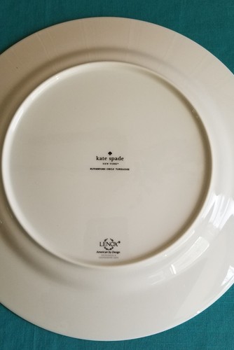 Set of 3 LENOX Kate Spade Rutherford Circle Turquoise Dinner Plates Pre-owned - Picture 3 of 4
