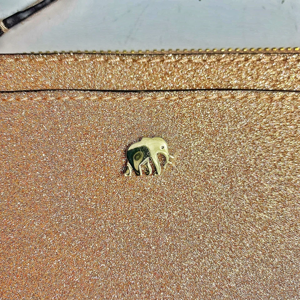 Banana Republic Zip Card Case Glitter Rose Gold Key Chain Faux Leather NWT - Изображение 3 из 4