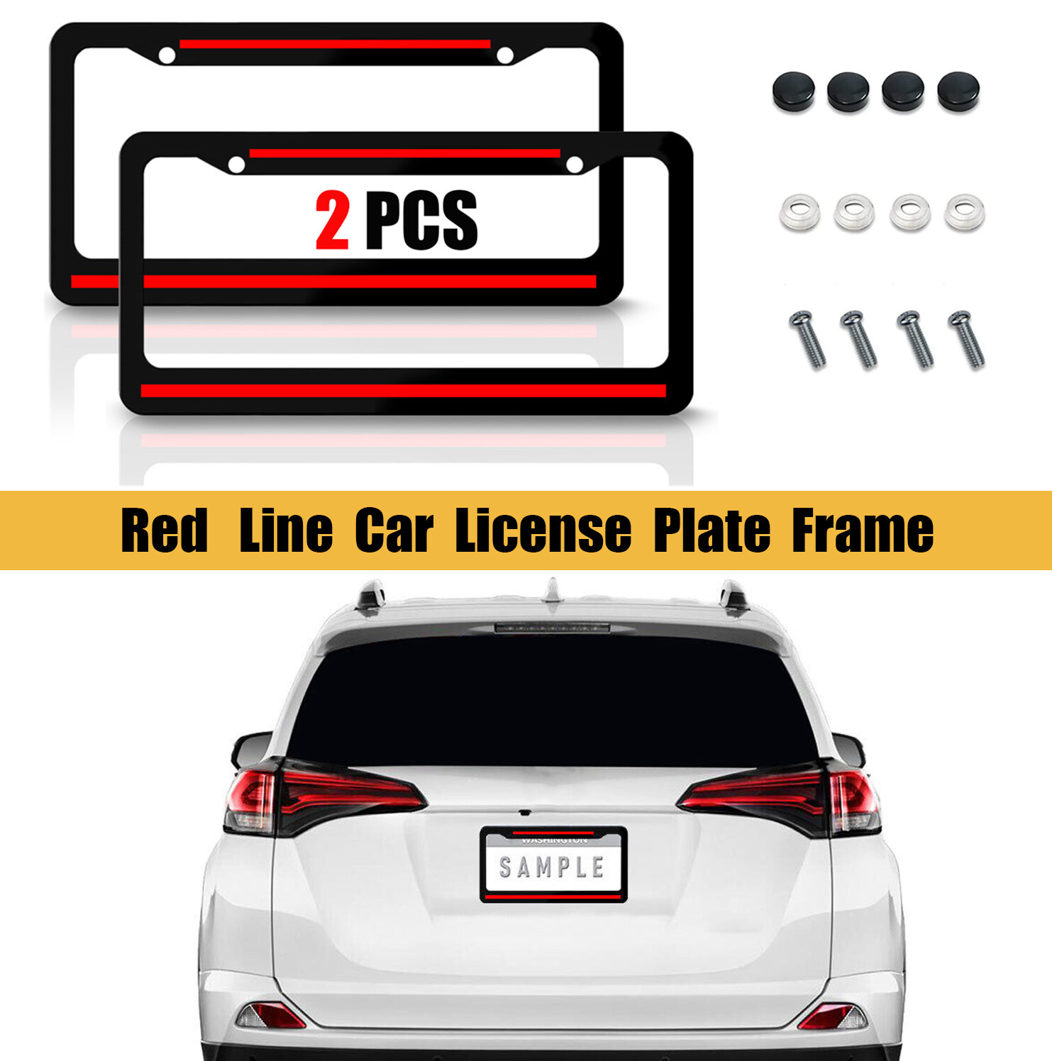 Metal Red Line License Plate Frame for Lexus – 2-Pack