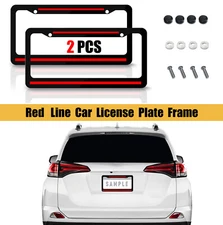 2X Metal Red Line Car License Plate Frame Tag Cover For Lexus Accessories