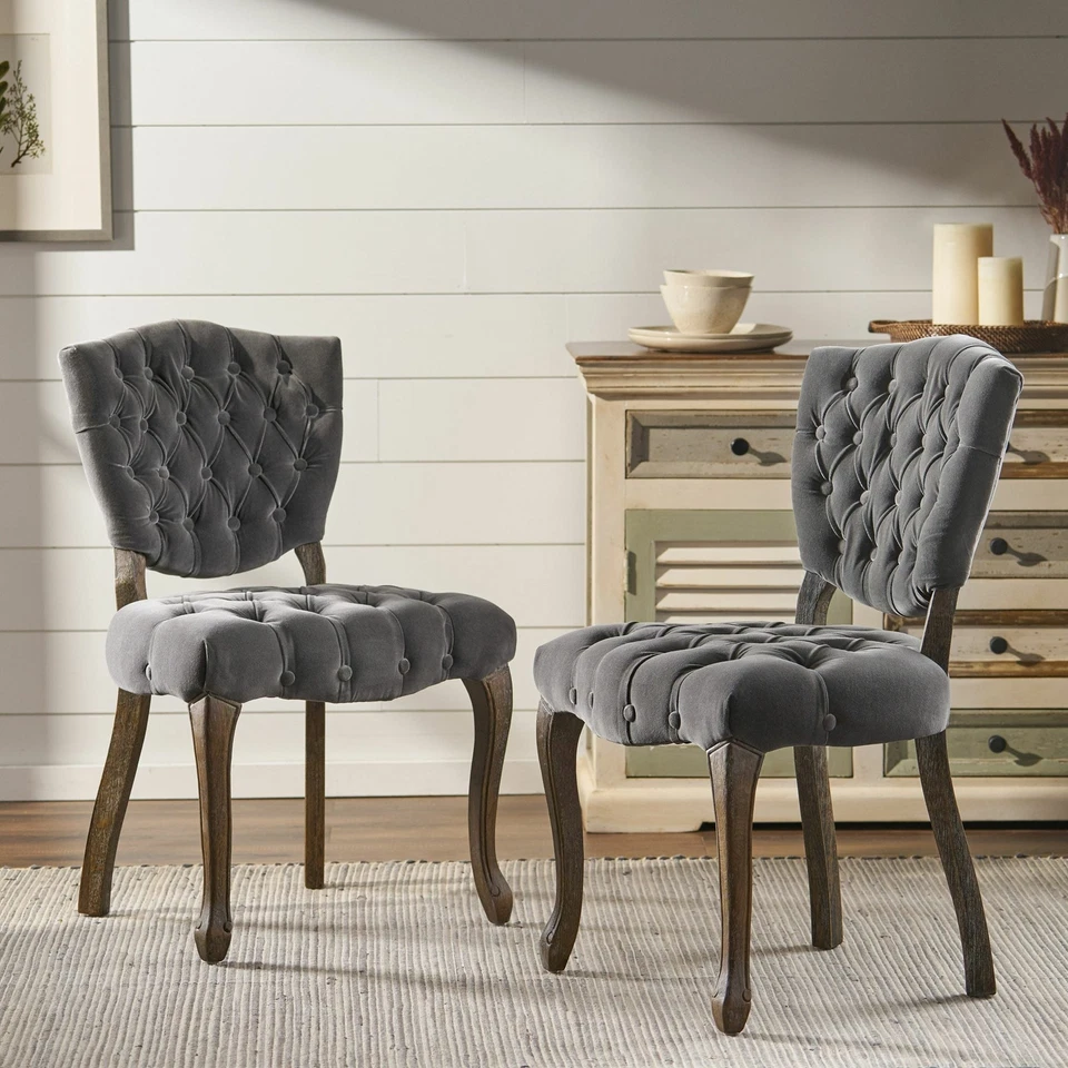 Violetta French Design Charcoal Dining Chair (Set of 2) - Image 3 of 4
