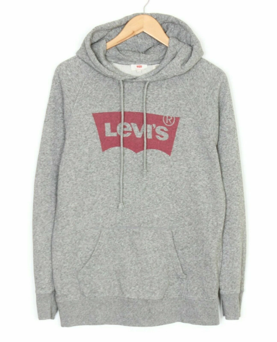 LEVIS Graphic Sport Hoodie Sweatshirt Women Size S Grey Cotton