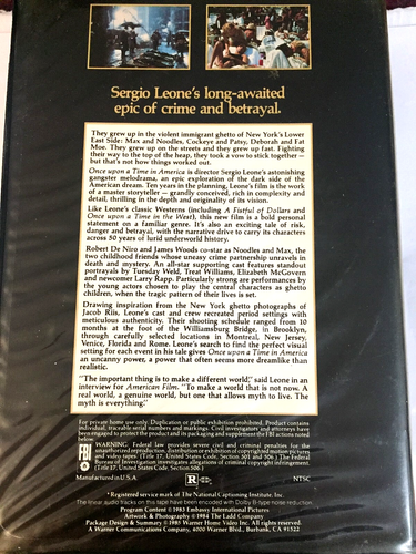Once Upon A Time In America: 2 VHS Tape Set - Ships Free with Tracking - Picture 4 of 4