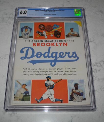 1955 GOLDEN STAMP BOOKLYN DODGERS KOMPLETTES PROGRAMM ALLE BRIEFMARKEN UNGESCHNITTEN CGC 6.0