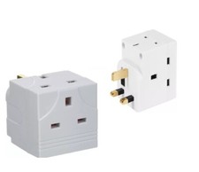 3 WAY MAINS SOCKET 3 pin  ADAPTOR MULTI PLUG FUSED ADAPTER UK 240V 13A.