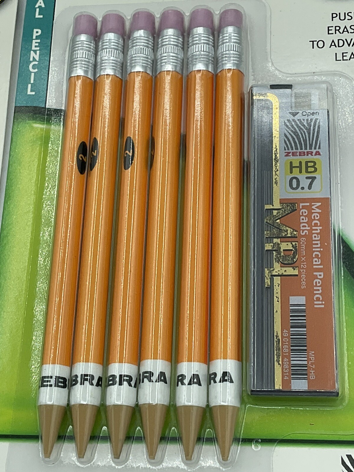 Lot Of 2 - Zebra #2 Mechanical Pencil, 12 Total With Bonus HB Lead 0.7mm - NOS
