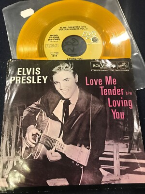 Elvis Love Me Tender / Loving You Gold Vinyl 45 Record 50th Anniversary ...