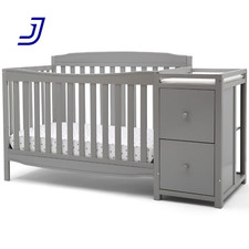 Sorelle Berkley Crib and Changer Panel Crib in Weathered Gray Adjustable height