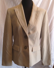 WOMENS LE SUIT LIGHT TAN PIN STRIPED BUTTON FRONT BLAZER SIZE 10