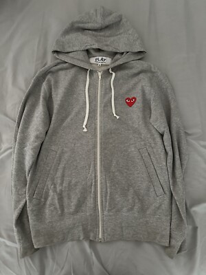 Comme Des Garcons CDG Play Multi Heart Zip Up Hoodie Grey