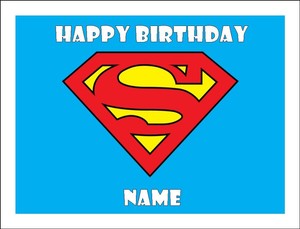 A4 SUPERMAN LOGO EDIBLE ICING BIRTHDAY CAKE TOPPER