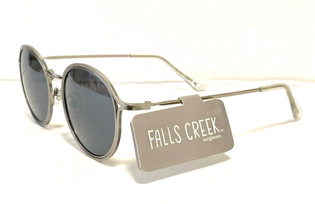 New Falls Creek Round Silver Metal Sunglasses Trendy Casual 100% UV Protection