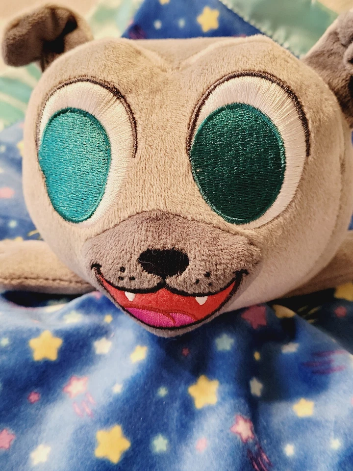 Disney Puppy Dog Pals Plush Rolly Security Blanket Lovey Satin Gray Mint Green - Image 2 of 4