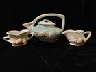 Vintage C.1946 McCoy Pottery Pine Cone Tea Set: Teapot, Creamer, and Sugar Bowl